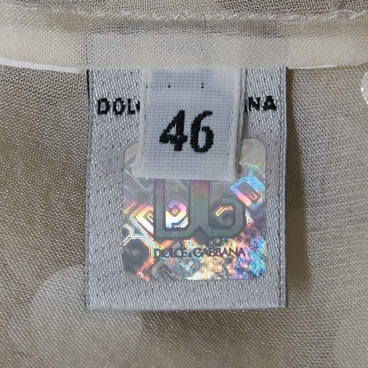 Pre Owned D&G Beige Sequin Embroidered Silk Shirt L