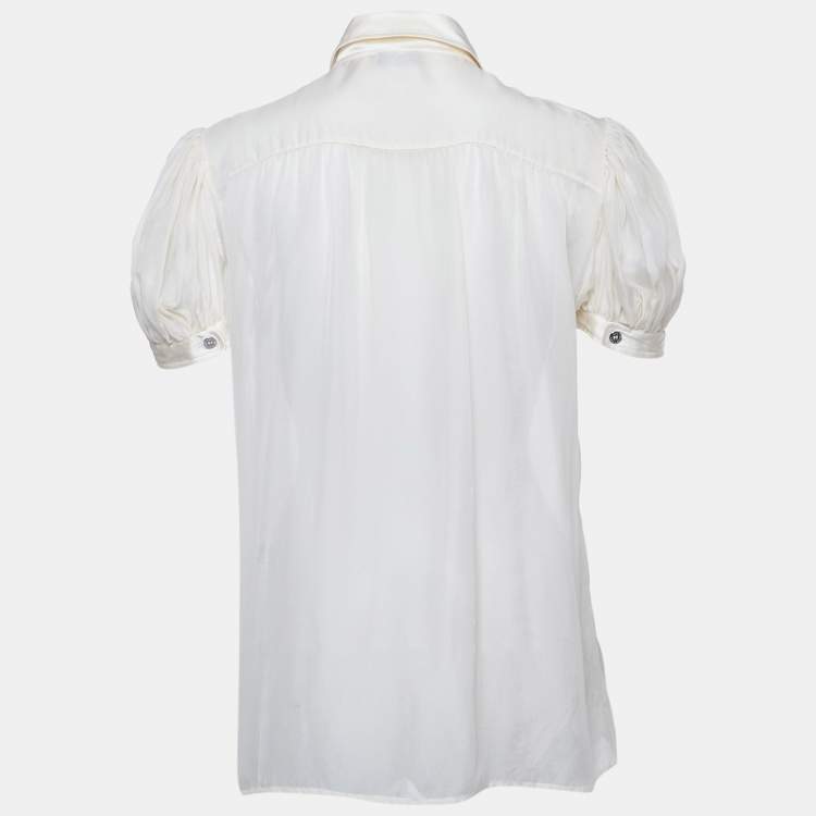 Pre Owned D&G Beige Sequin Embroidered Silk Shirt L