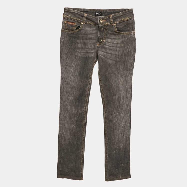Pre Owned D&G Grey Washed Denim Low Waist Flared Fit Jeans S Waist 24"