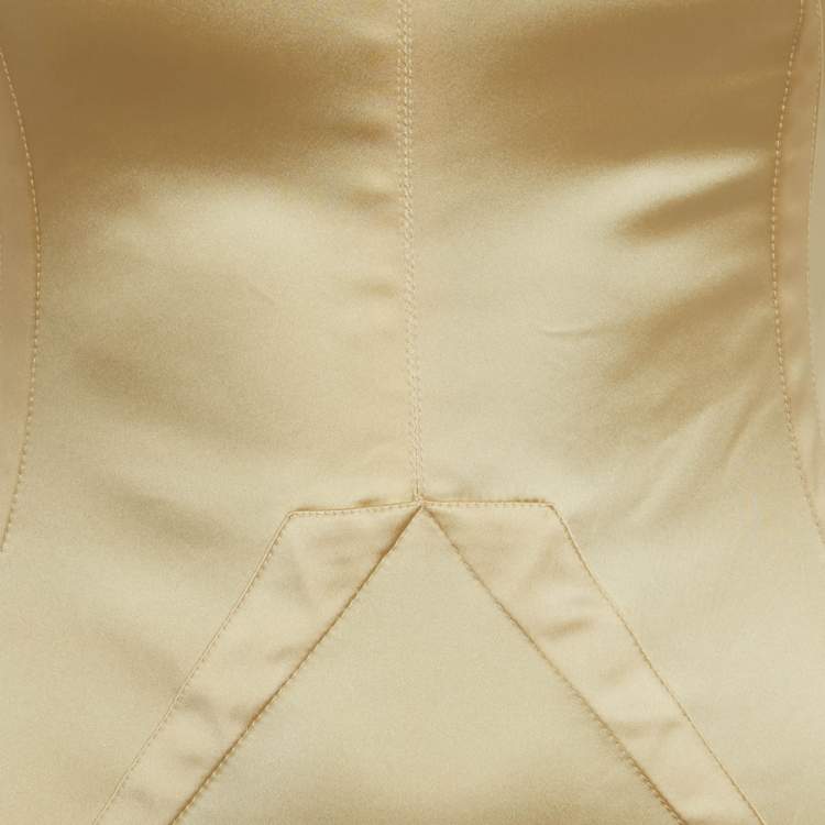 Pre Owned D&G Gold Stud Embellished Satin Sleeveless Mini Dress S
