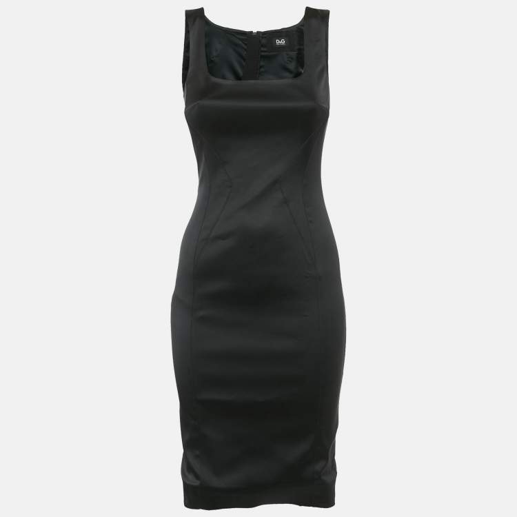 Pre Owned D&G Black Satin Sleeveless Short Dress S