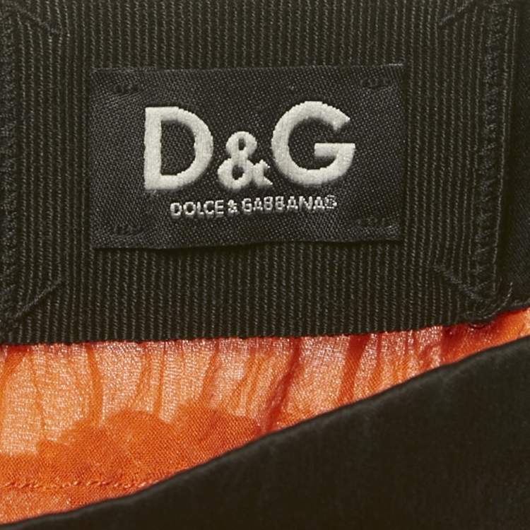 Pre Owned D&G Orange Silk Tiered Ruffle Mini Skirt S
