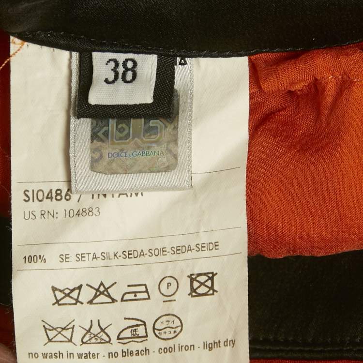 Pre Owned D&G Orange Silk Tiered Ruffle Mini Skirt S