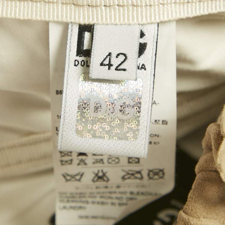 مملوكة مسبقًا D&G Beige Leather Vintage Eyelet Mini Cocktail Dress M