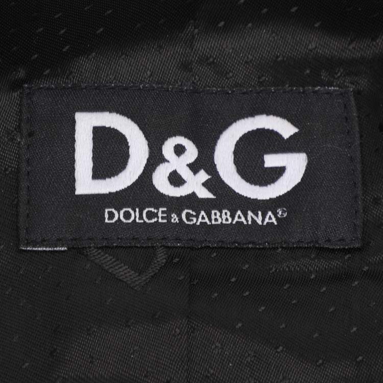 Pre Owned D&G Metallic Silver Leather Zipped Jacket M