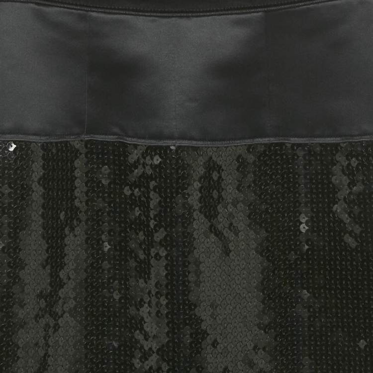 Pre Owned D&G Black Sequin & Satin Pencil Skirt XS