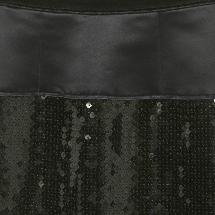 Pre Owned D&G Black Sequin & Satin Pencil Skirt XS
