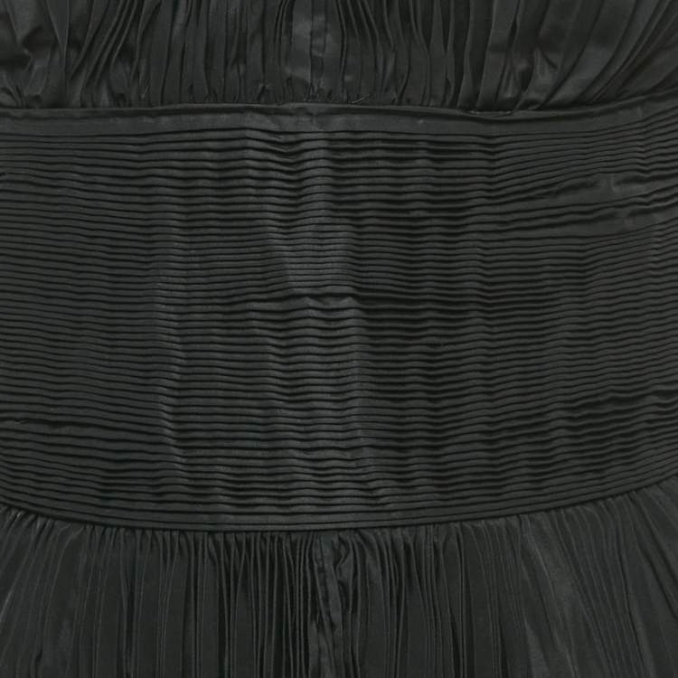 Pre Owned D&G Black Taffeta Plisse Flared Mini Dress M