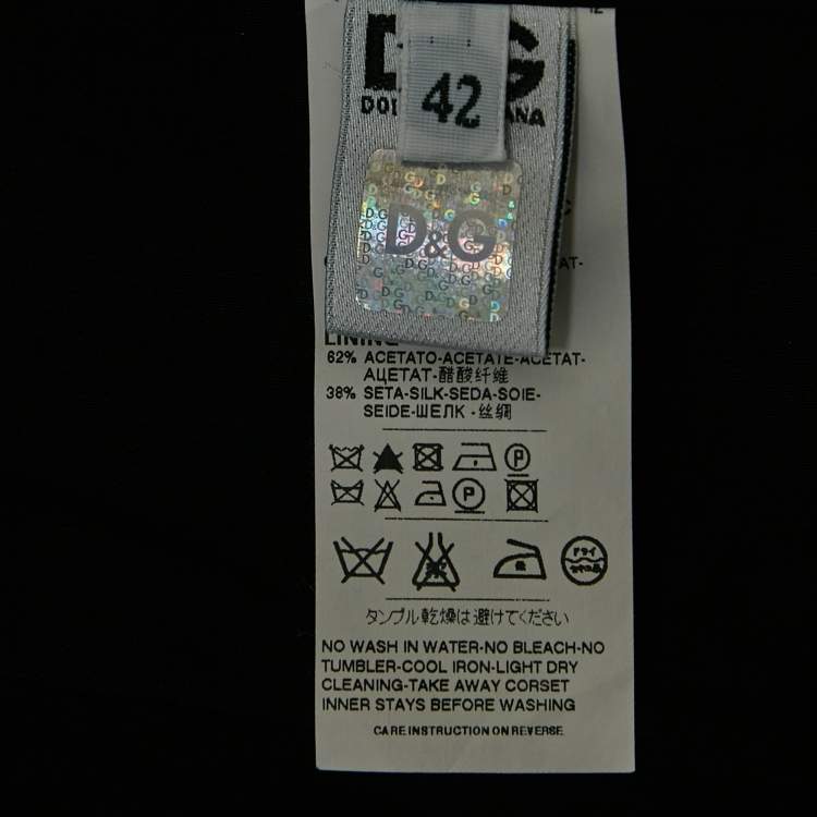 Pre Owned D&G Black Taffeta Plisse Flared Mini Dress M