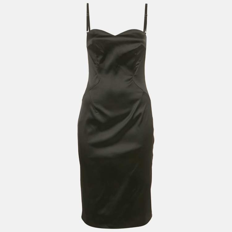 Pre Owned D&G Black Satin Strappy Sheath Dress M
