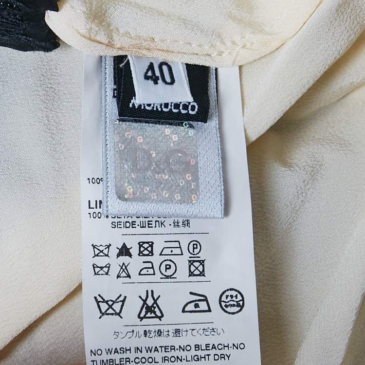 Pre Owned D&G Cream Bow Print Silk Ruffle Mini Dress S