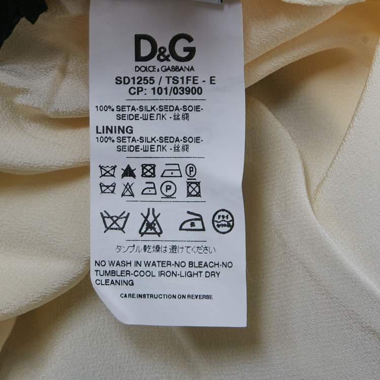 Pre Owned D&G Cream Bow Print Silk Ruffle Mini Dress S