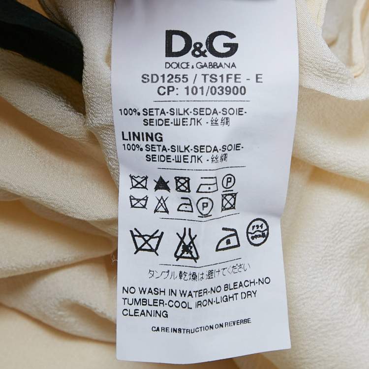 مملوكة مسبقًا D&G Cream Bow Print Silk Ruffle Mini Dress M