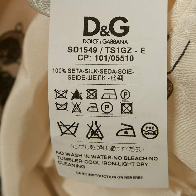 مملوكة مسبقًا D&G Cream Mickey And Minnie Mouse Print Silk Halter Neck Dress S