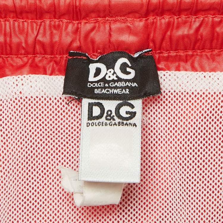 مملوكة مسبقًا D&G Beachwear Red Striped Synthetic Shorts M