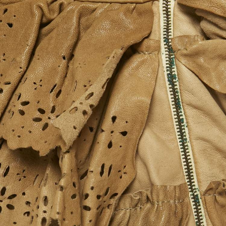 مملوكة مسبقًا  D&G Beige Leather Eyelet Strapless Mini Dress M