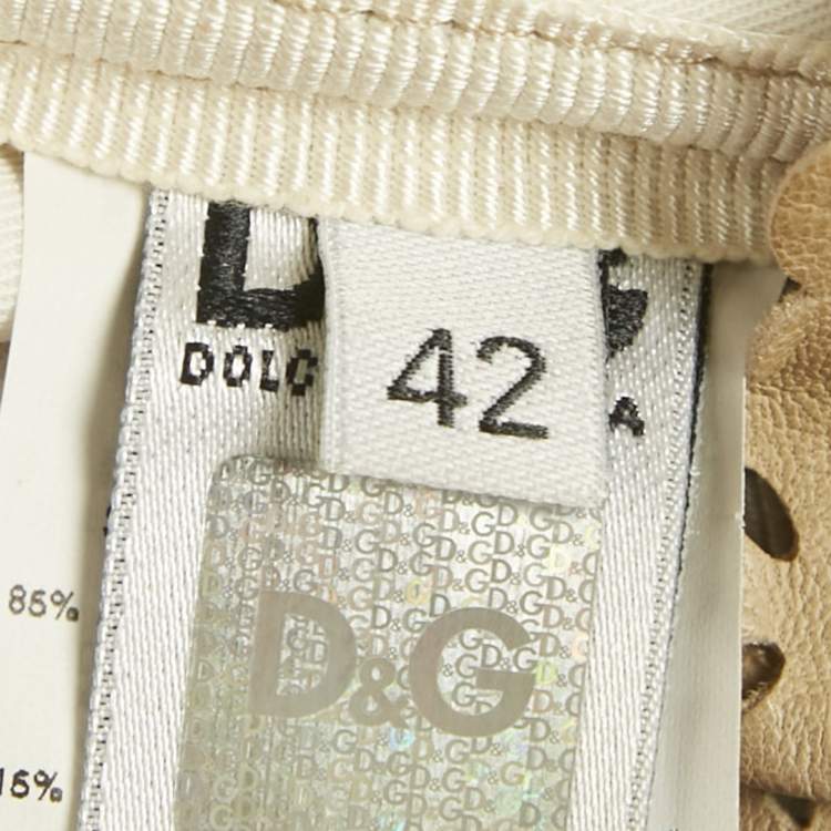 مملوكة مسبقًا  D&G Beige Leather Eyelet Strapless Mini Dress M