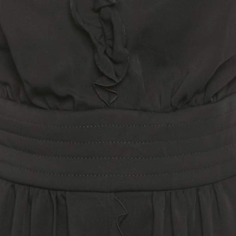 مملوكة مسبقًا D&G Black Stretch Crepe Frill Detail Mini Dress M