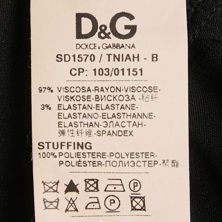 مملوكة مسبقًا D&G Black Stretch Crepe Frill Detail Mini Dress M