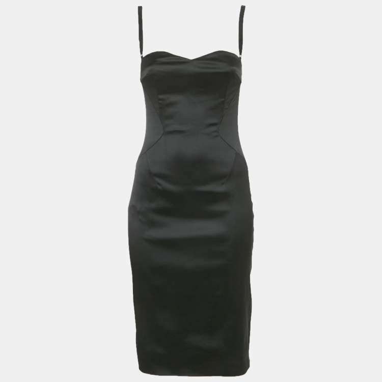 Pre Owned D&G Black Satin Strappy Sheath Dress S