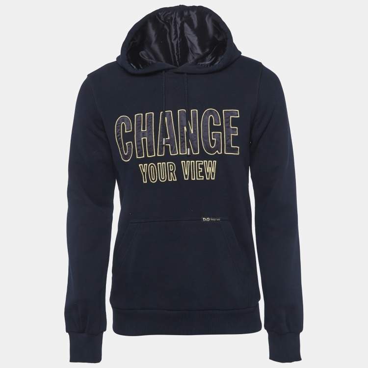 Pre Owned D&G Navy Blue Jersey "Change Your View" Hoodie L