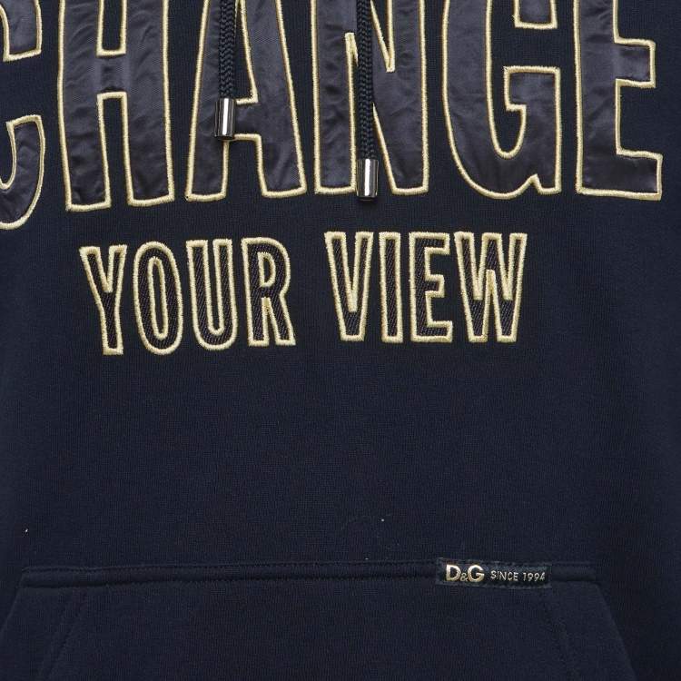 Pre Owned D&G Navy Blue Jersey "Change Your View" Hoodie L