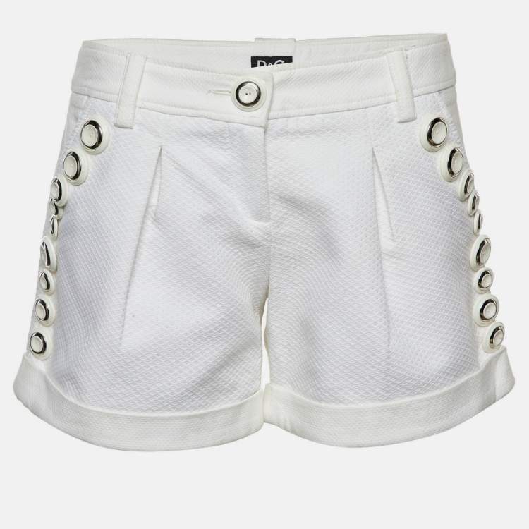 Pre Owned D&G White Cotton Button Detail Shorts S