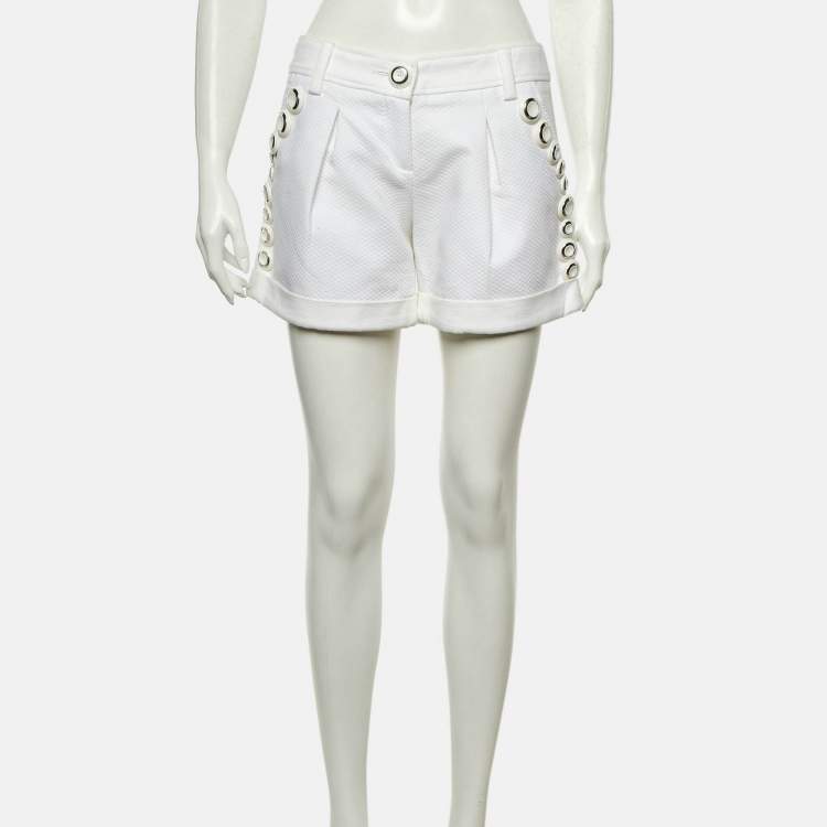 Pre Owned D&G White Cotton Button Detail Shorts S