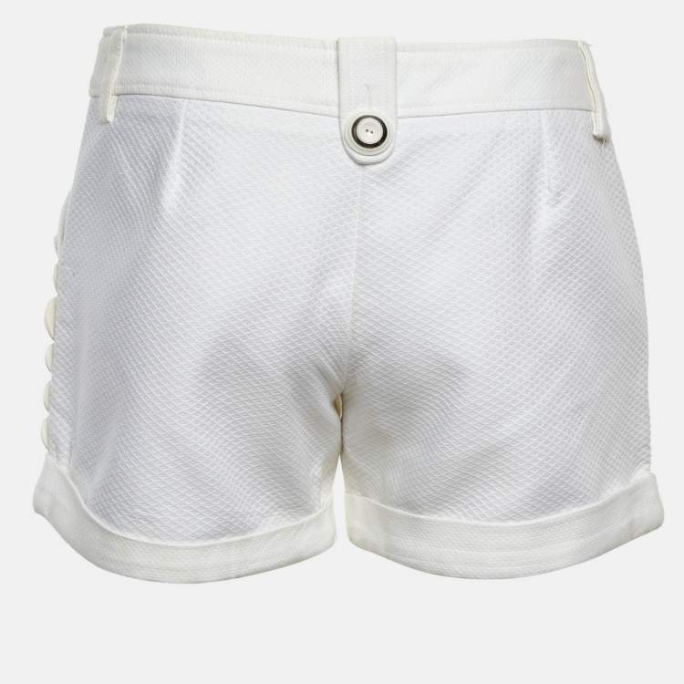 Pre Owned D&G White Cotton Button Detail Shorts S