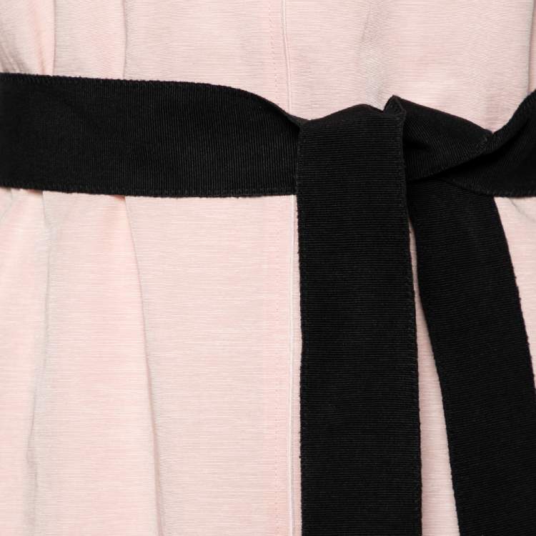 Pre Owned D&G Peach Cotton Pleated Belted Sleeveless Dress M