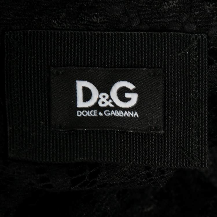 Pre Owned D&G Black Lace Pocketed Button Front Shirt M