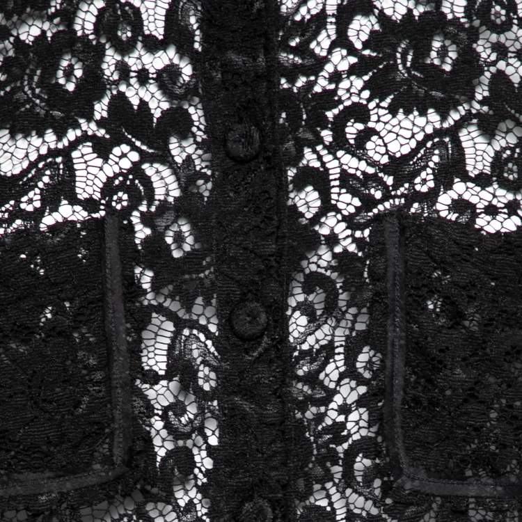 Pre Owned D&G Black Lace Pocketed Button Front Shirt M