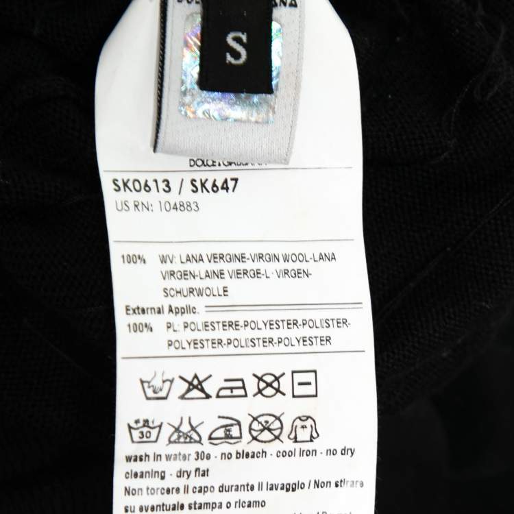 Pre Owned D&G Black Oversized Sequin Embellished Wool Sleeveless Short Dress S