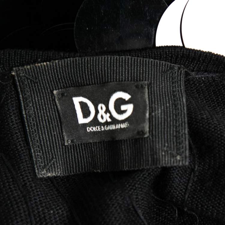 Pre Owned D&G Black Oversized Sequin Embellished Wool Sleeveless Short Dress S