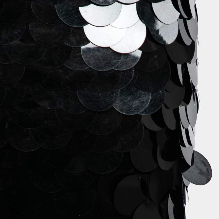Pre Owned D&G Black Oversized Sequin Embellished Wool Sleeveless Short Dress S