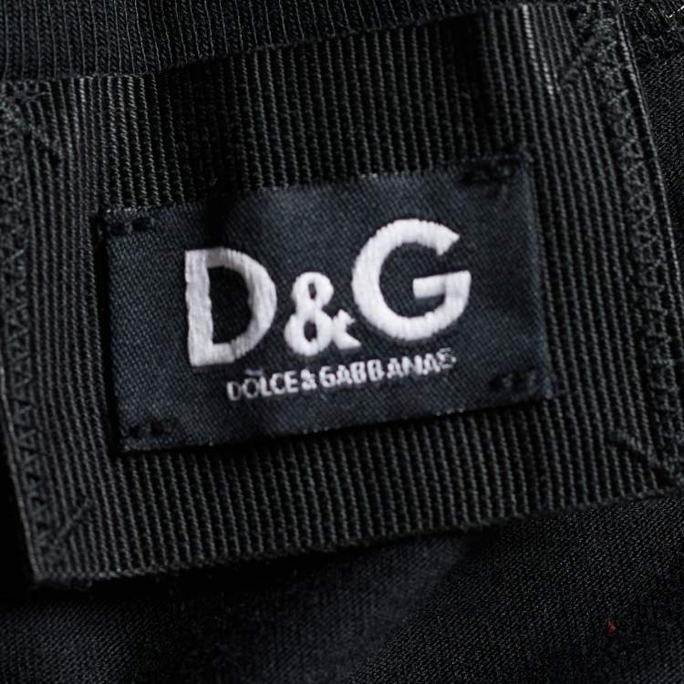 Pre Owned D&G Vintage Black Jersey Lace Foil Print Tank Top XS