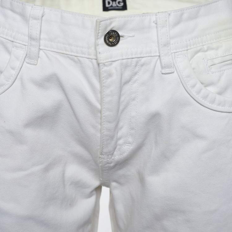 Pre Owned D&G White Denim Audacious Tapered Jeans Waist: 32"