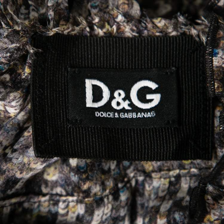 Pre Owned D&G Multicolor Sequin Printed Silk Chiffon Midi Dress L