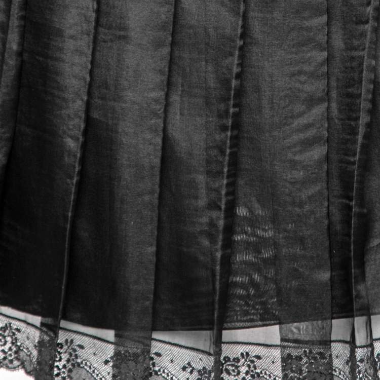 Pre Owned D&G Black Organza Pleated Paneled Skirt L