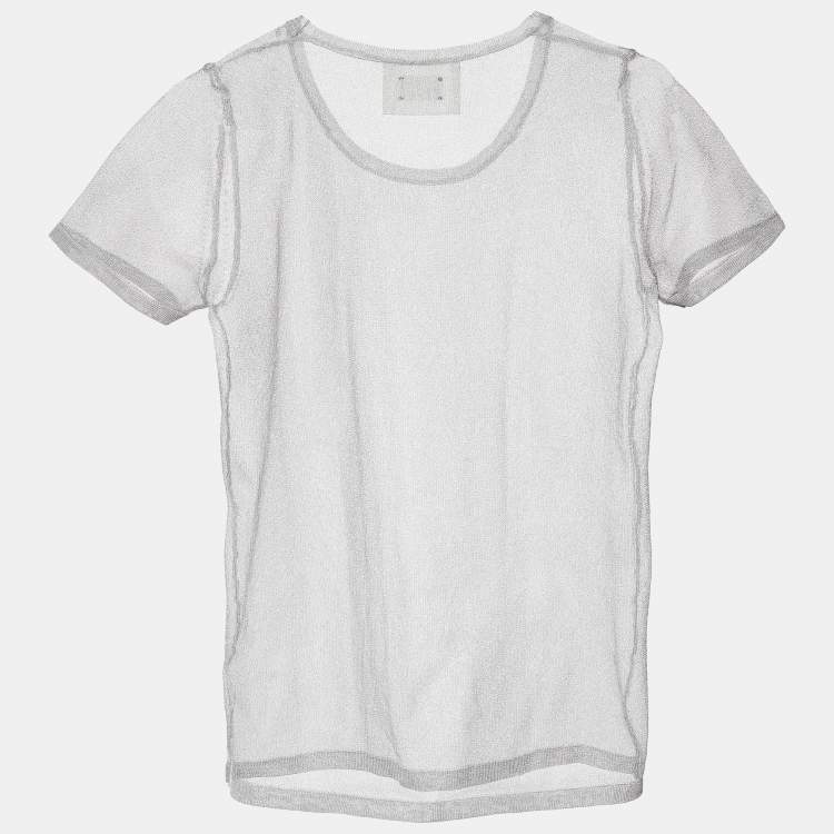 Pre Owned D&G Silver Mesh Sheer Top M