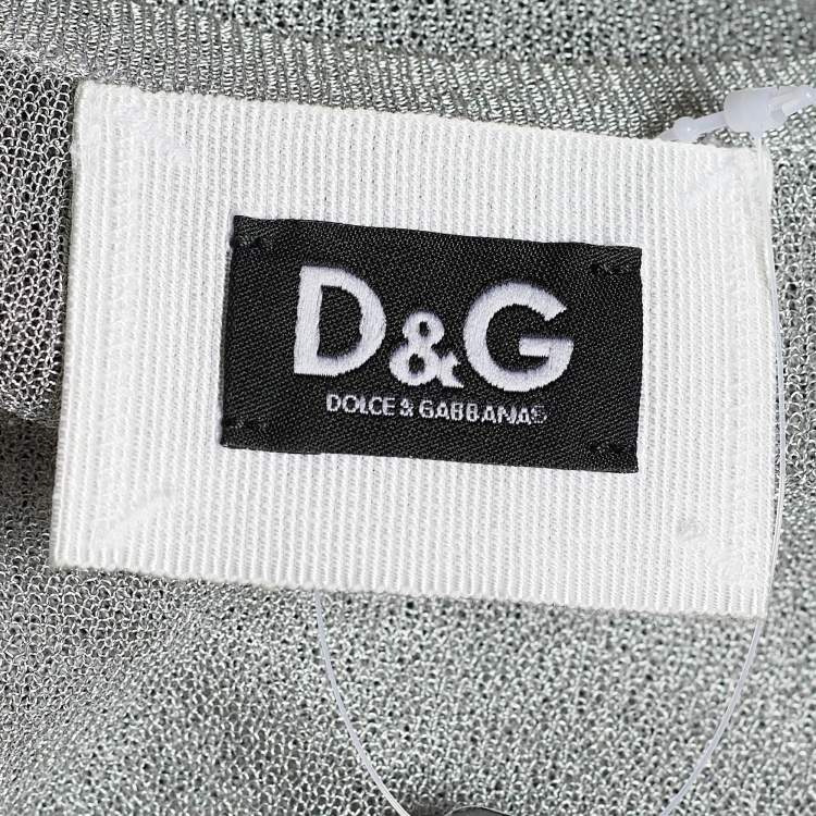 Pre Owned D&G Silver Mesh Sheer Top M