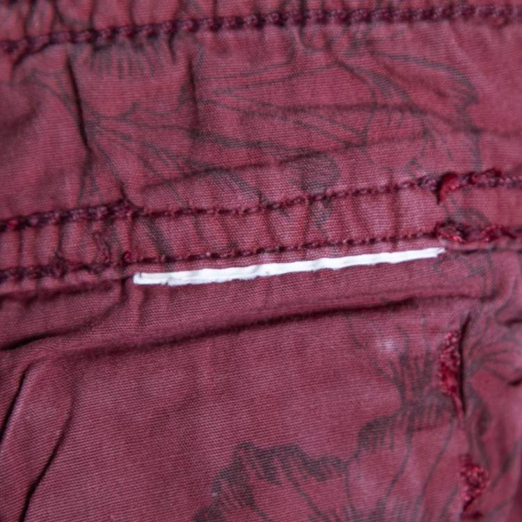 Pre Owned D&G Red Corduroy Low Rise Boot-Cut Tight Fit Pants S Waist 29" 