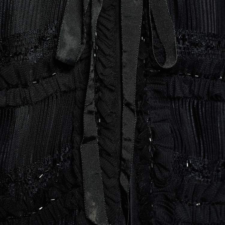 Pre Owned D&G Black Lace & Tulle Bead Embellished Tie Detail Jacket M