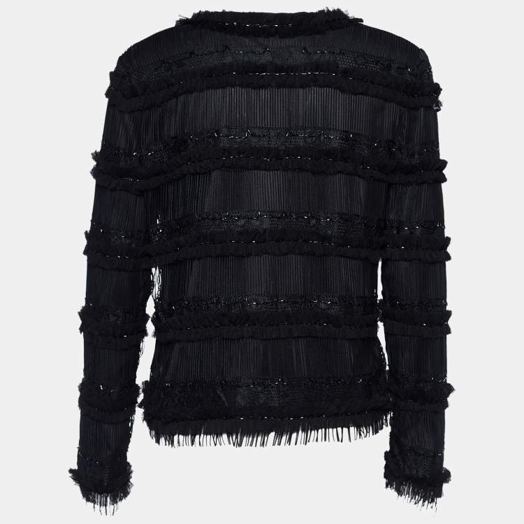 Pre Owned D&G Black Lace & Tulle Bead Embellished Tie Detail Jacket M