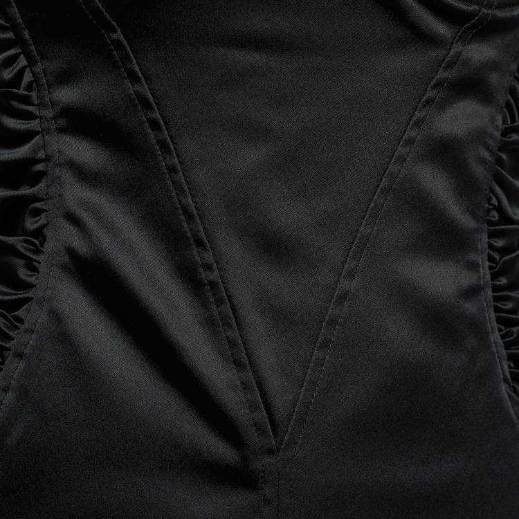 Pre Owned D&G Black Satin Ruched Sleeveless Bustier Dress M