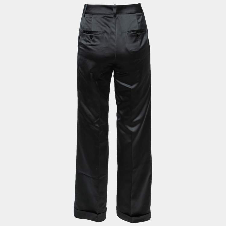 Pre Owned D&G Black Satin Wide-Leg Trousers S