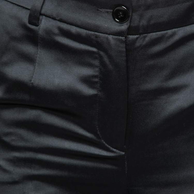 Pre Owned D&G Black Satin Wide-Leg Trousers S