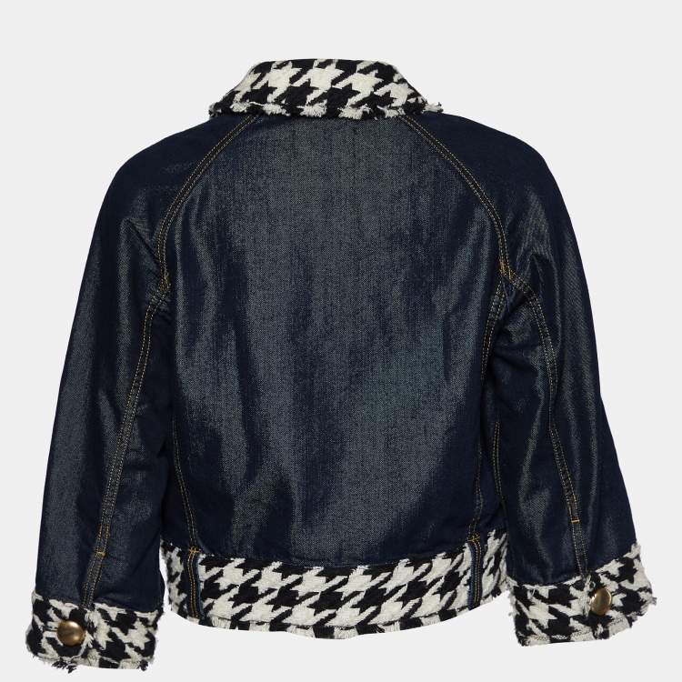 Pre Owned D&G Blue Denim Tweed Trim Cropped Jacket L