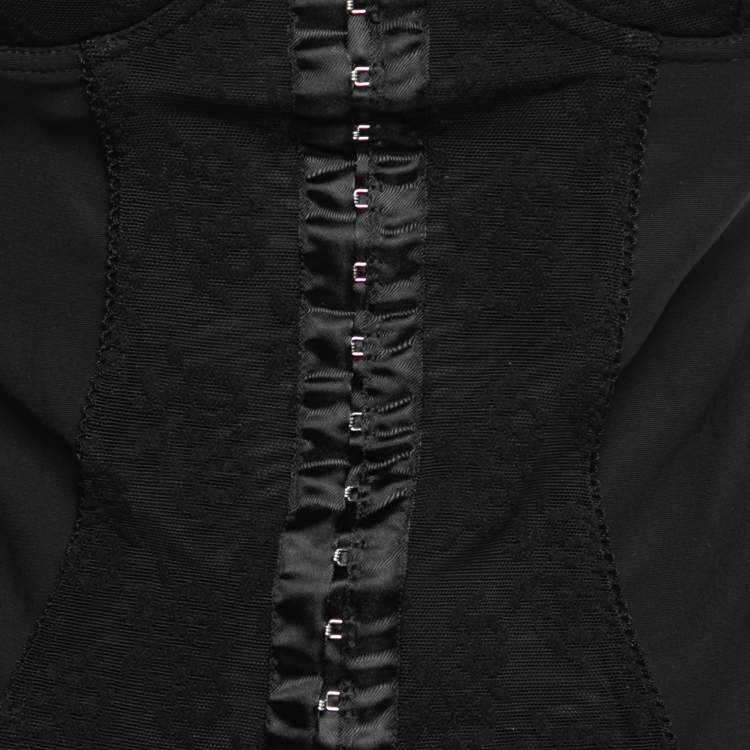 Pre Owned D&G by Dolce & Gabbana Black Mesh Lace Overlay Bustier Top S