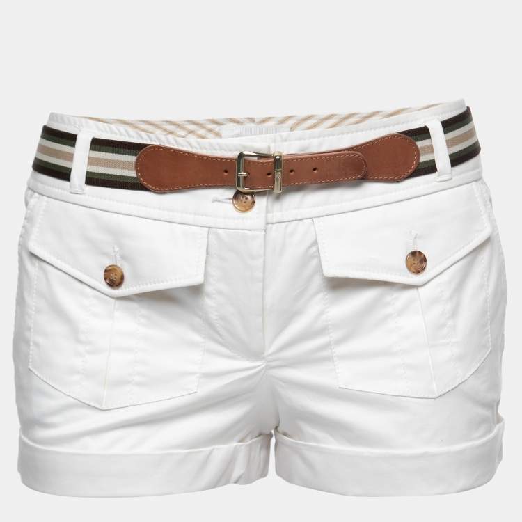 Pre Owned D&G White Cotton Belted Mini Shorts S